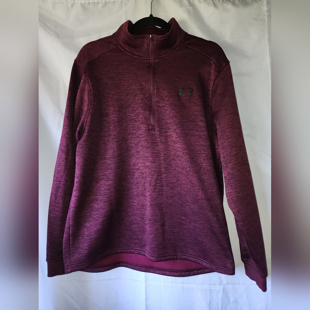 Under Armour Heathered Burgundy Quarter-Zip Pullover- Mens Large